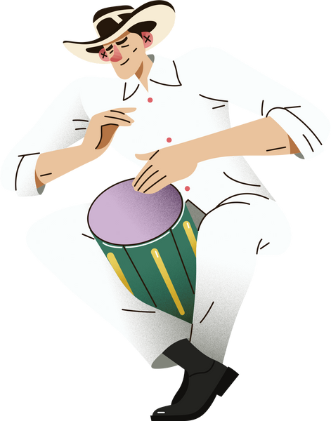 Male Vallenato Band Member on Drums