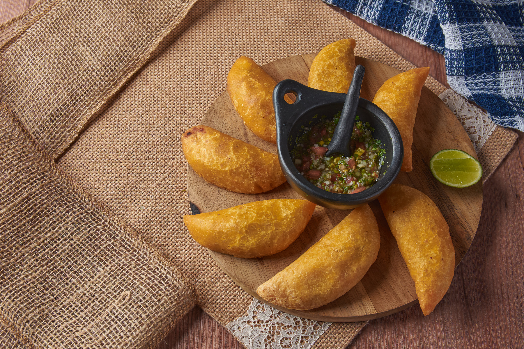 Colombian empanadas with spicy aji Colombian food